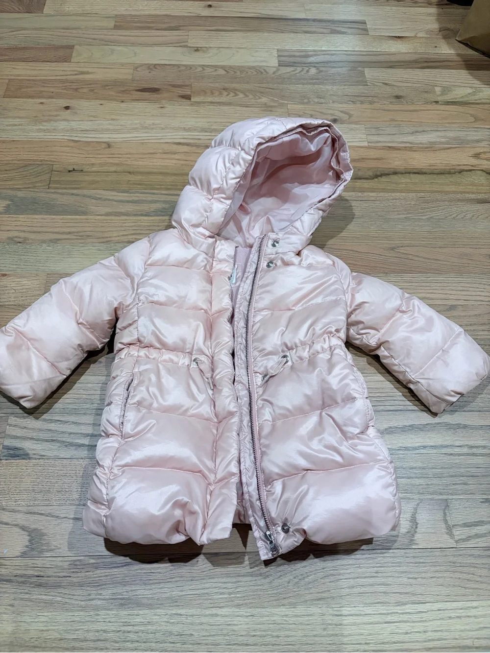 Gap toddler girl light pink half fleece lined warm winter jacket